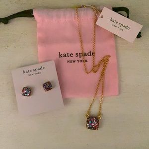Kate Spade necklace & earrings multi glitter set